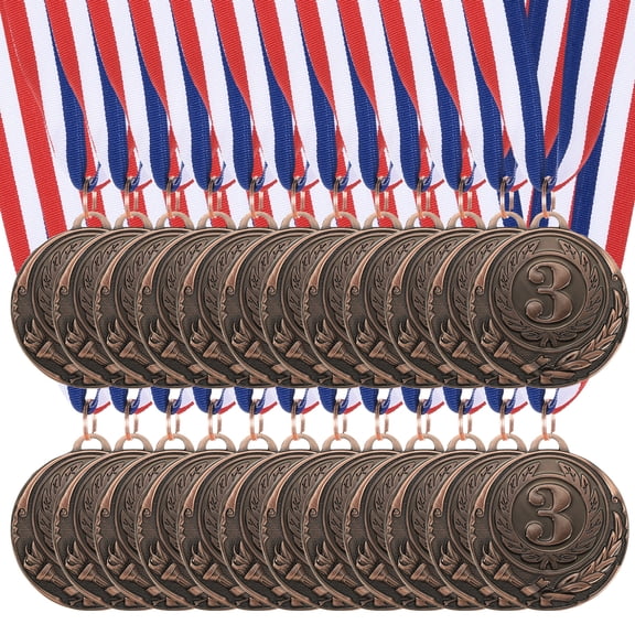 Uxcell 2 Inch Bronze Award Medals Metal Winner Medals with Neck Ribbon for Sports Competitions Party Favors 24 Pieces