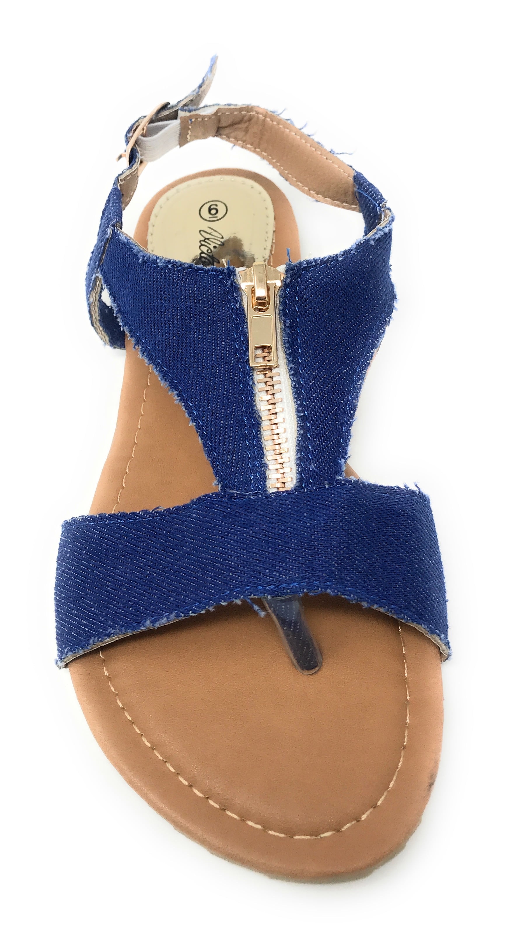 Victoria K Denim Zipper Front Sandals (Women)