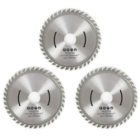 

3Pcs 4-1/2 inch 40 Tooth Alloy Steel General Purpose Hard Soft Wood Cutting Saw Blade Metal Cutting Circular Saw Blade with 7/8-inch Arbor for Wood Plastic Metal Tile Cutting