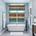 thumbnail image 4 of Green Brown Wood Grain Kitchen Curtains Valances and Tiers Set of 3 Vintage Green Brown Khaki Teal Wood Stripes Tier Curtains and Valance with Rod Pocket for Small Windows, 27.5"x36", 4 of 9