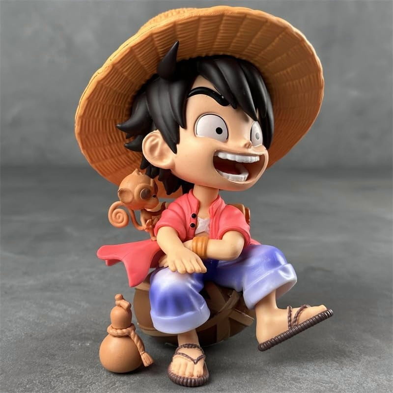 Newly Luffy Zoro Figure Q Version Sitting and Laughing Luffy Zoro Figures Desktop Ornaments PVC Action Statue Model Figure (Luffy)