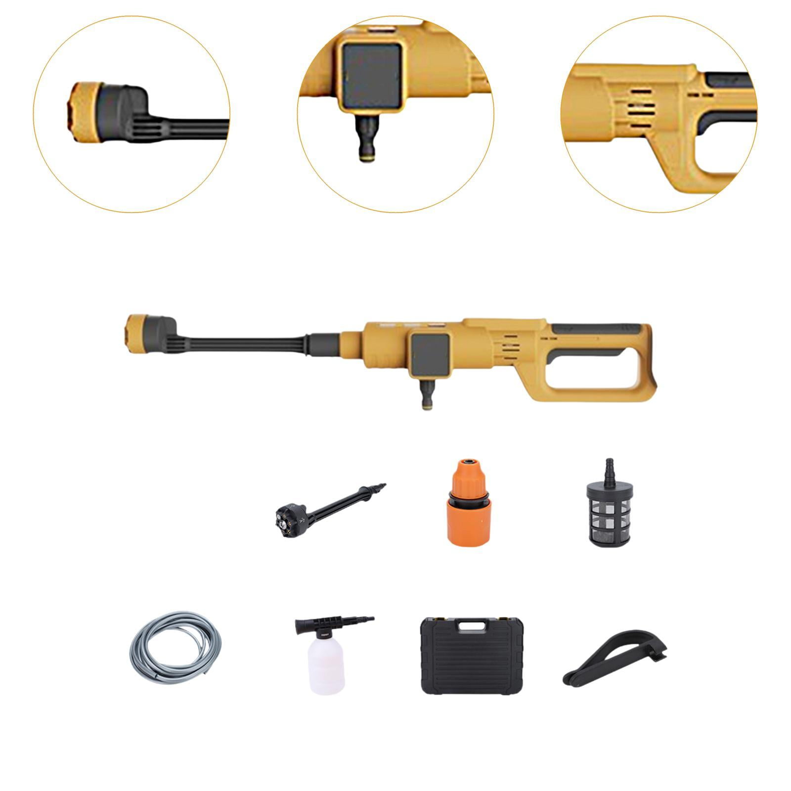 Fzaqwen Cordless Pressure Washer Brushless Jet Wash Professional Car Cleaning Tool Yellow