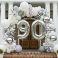 thumbnail image 5 of Silver Number 90 Mylar Foil Balloon 40 inch - Helium or Air Filled Metallic Balloons for 90th Birthday Hbd Party, Anniversary, Graduation Decorations, 5 of 9