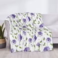 thumbnail image 3 of Uemuo Purple Chicory Printed Throw Blanket for Couch, Fluffy Fuzzy Blankets for Bed, Sofa, Cozy Flannel Faux Fur Blanket-50"x40", 3 of 6