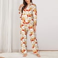 thumbnail image 2 of KLL Cartoon Chicken Print Women's Long Sleeve Pajamas with Pants Sleepwear Loungewear 2 Set-Small, 2 of 7