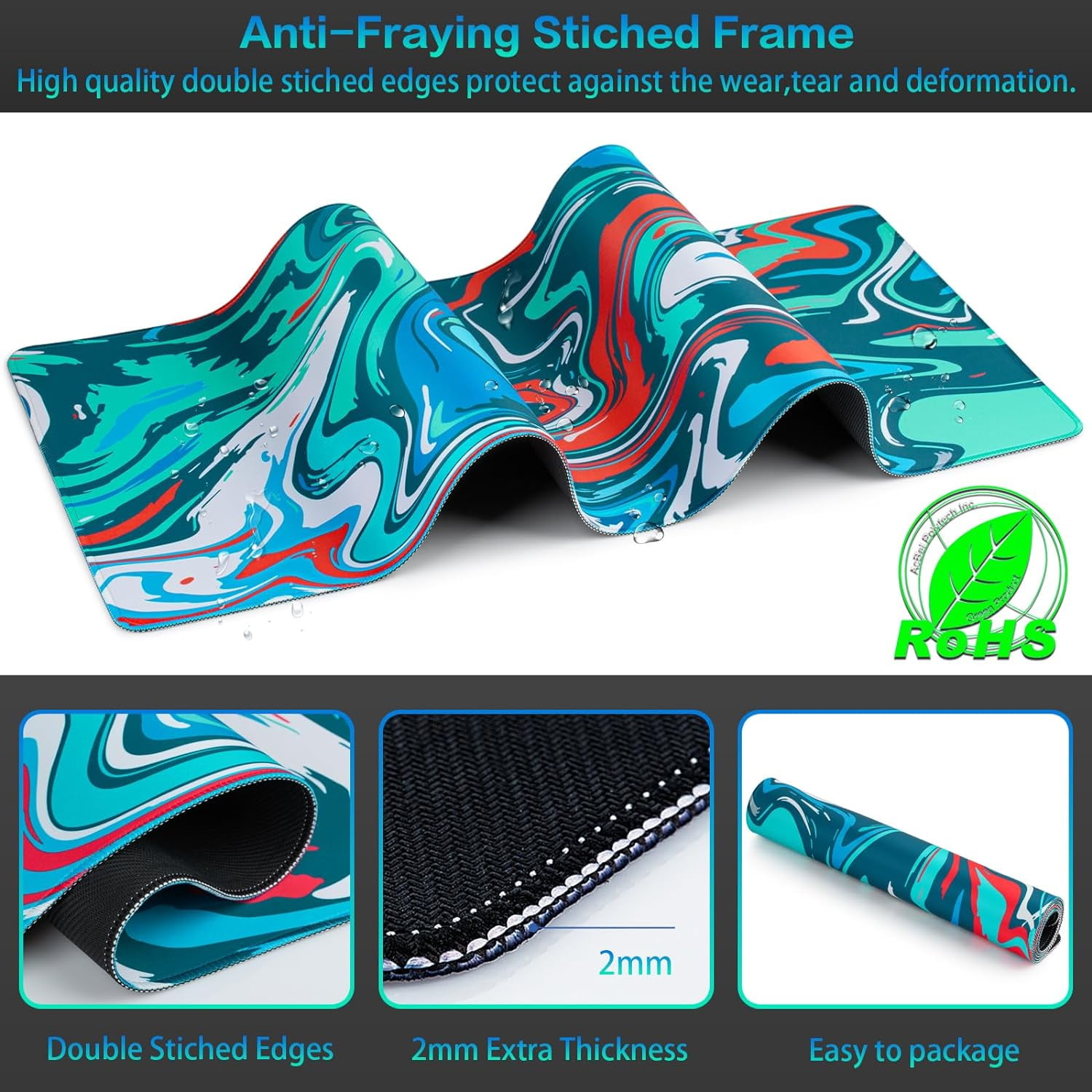 Gaming Mouse Pad, Fluid Pattern Mouse Pad 31.5x15.7inch Large Extended Computer Mouse Mat Keyboard Full Desk Mousepad for Gaming, Office, Home