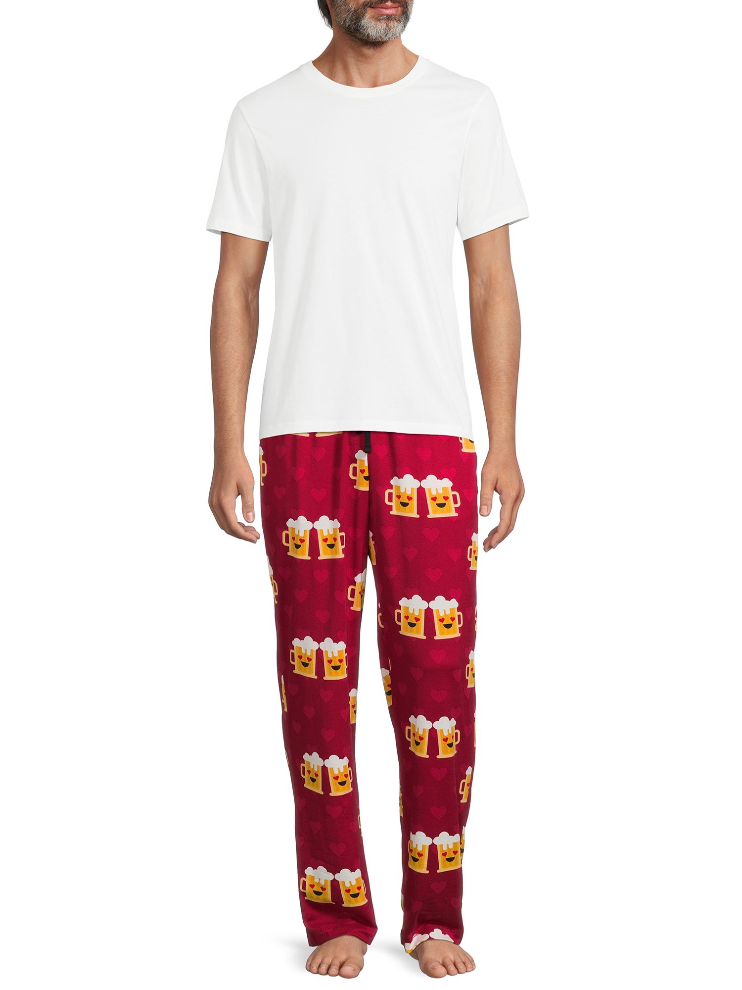 Valentine's Day Men's and Big Men's Sleep Pants, 2-Pack, Heather Red and Match Made Beer Designs - image 4 of 5