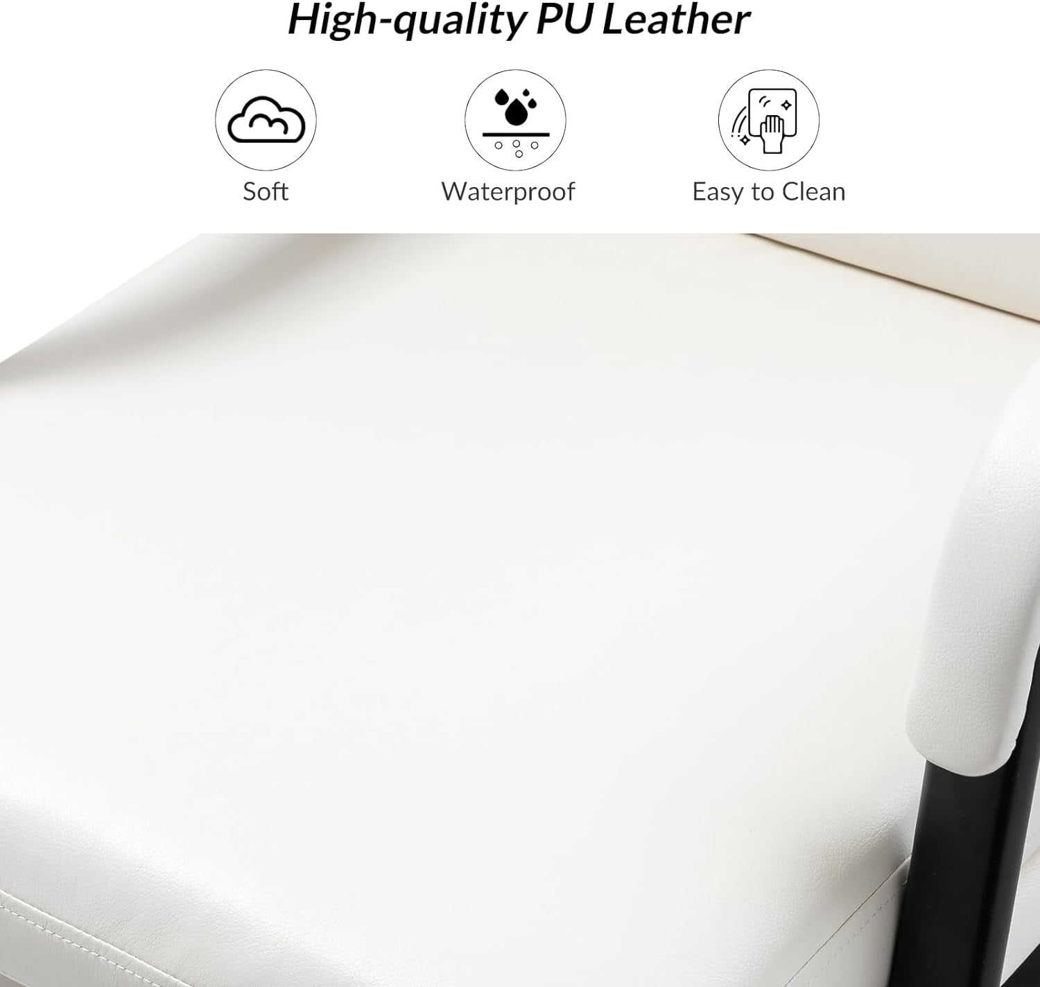 Faux Leather Home Office Chair, Swivel Task Desk Chair with Padded Cushion, White