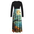 thumbnail image 4 of Halloween Maxi Dress for Women, Ghost Pumpkin Print Long Sleeve A-line Dress, Spooky Fall Party Costume Dress, 4 of 4