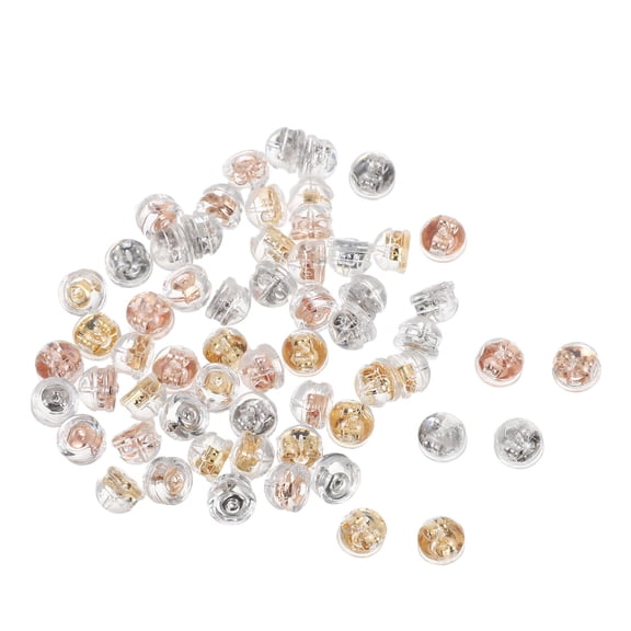 FUTUREORYY 60pcs Silicone Earring Backs 1mm Hole for Ear Studs, Golden Backings
