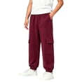 thumbnail image 2 of ZOYOEN Boys Cargo Sweatpants with Pockets- Casual Baggy Elastic Waist Straight Leg Kids Jogger Pants Wine Size 11-12Years, 2 of 7
