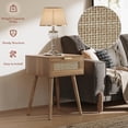 thumbnail image 6 of LAZZO Nightstands Set of 2, Wooden Bedside Tables with Rattan Weaving Drawers, Brown, 6 of 9