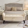 thumbnail image 2 of Beige Velvet 51.5" Storage Bench, Easy to Assemble, Classic Look - Store Small Stuff in Different Home Spaces, 2 of 5