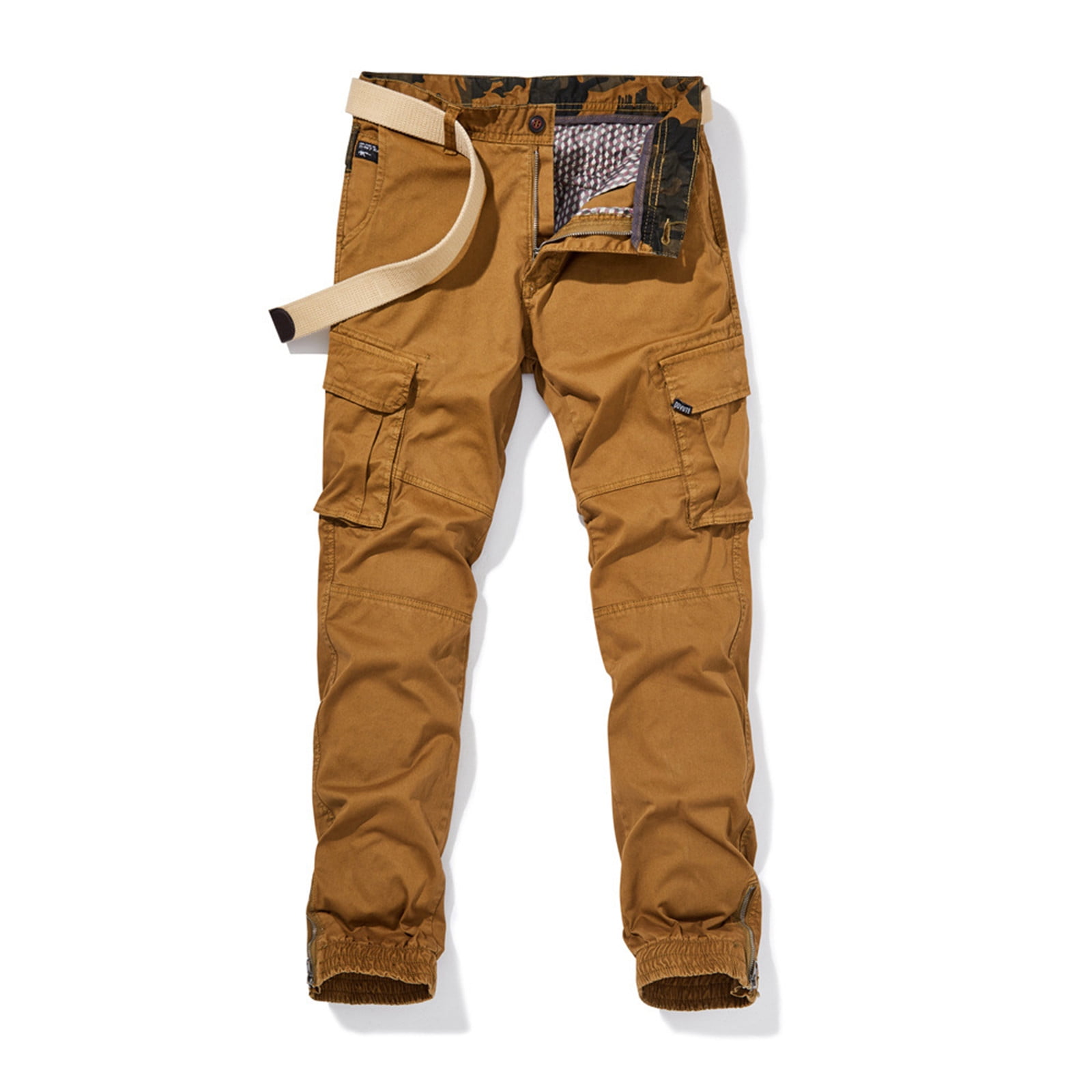 Men's Multi-Pocket Cargo Pants - Durable Outdoor Casual Wear, Washed Finish for Comfort and Utility