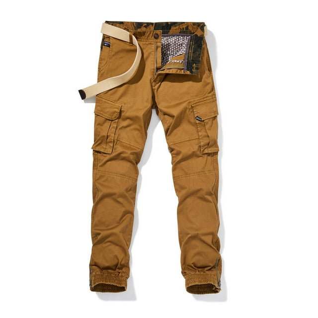 Men's Multi-Pocket Cargo Pants - Durable Outdoor Casual Wear, Washed Finish for Comfort and Utility