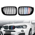 thumbnail image 2 of Astra Depot Gloss Black M-Color Dual Slat Front Kidney Grille Grill For BMW X3 F25 X4 F26 LCI 2014-2017 51117338571 51117338572, 2 of 8