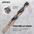 thumbnail image 6 of JEFE HEX 1/2" Dia. 5" OAL , 3-Flat Shank HSS Twist Drill Bit, Black and Gold Finish, 135 Degree Split Point (6-Piece), 6 of 6