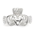thumbnail image 4 of White Sterling Silver Ring Band Themed Closed Back Flat Cubic Zirconia CZ Round, 4 of 4