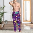 thumbnail image 2 of Kdxio Retro 80s Style Print Mens Pajama Pants Set Sleep & Lounge Pants, PJ Bottoms with Pockets and Button Fly-Large, 2 of 6