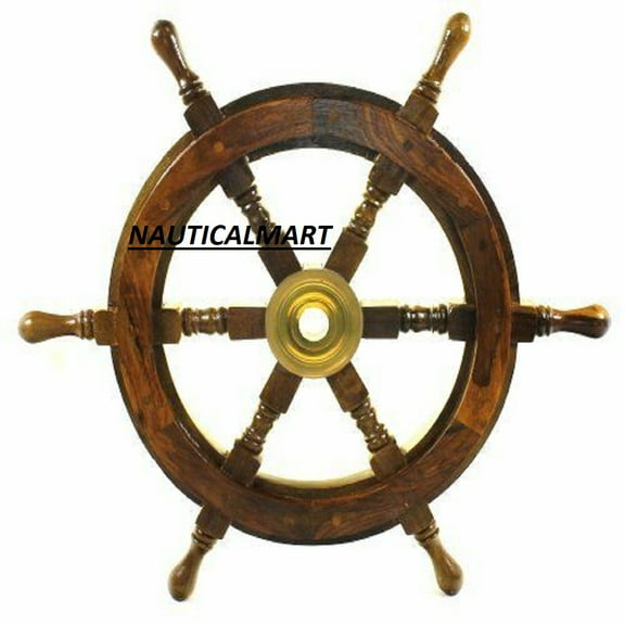 NauticalMart 18" Wooden Ship Wheel - Pirate Ship wheel - Nautical Decor