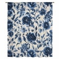thumbnail image 2 of Navy Blue Botanical Peony Sheer Curtains 108 Inches Extra Long, Vintage Floral Blossom Light Filering Curtains, Privacy Drapes Simi Floor to Veiling Curtain for Living Room Bedroom Window Treatment, 2 of 9