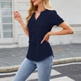 thumbnail image 5 of Diufon Women's Dressy Casual Tops Puff Sleeve V Neck Loose Shirts Drawstring Front Business Work Blouses, 5 of 8