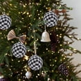 thumbnail image 3 of 6pcs Christmas Ball Buffalo Plaid Fabric Christmas Balls 2.76"/70mm Hanging Ornaments Xmas Baubles Decorative Christmas Tree Hanging Ornaments for Party Holiday Decoration（Black&White）, 3 of 7