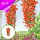 thumbnail image 1 of Plantas colgantes artificiales - enredaderas de 4 enredaderas con hojas realistas para la decoración de paredes y balcones, 76 cm de hiedra falsa verde, 1 of 6