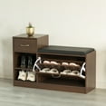 thumbnail image 3 of Wooden Entryway Shoe Storage Bench with Cushion, 3 of 7