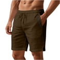 thumbnail image 3 of Chiccall Men's Cotton Linen Shorts Wide Leg Elastic Waist Drawstring Zipper Casual Loose Beach Vacation Shorts Summer, 3 of 8