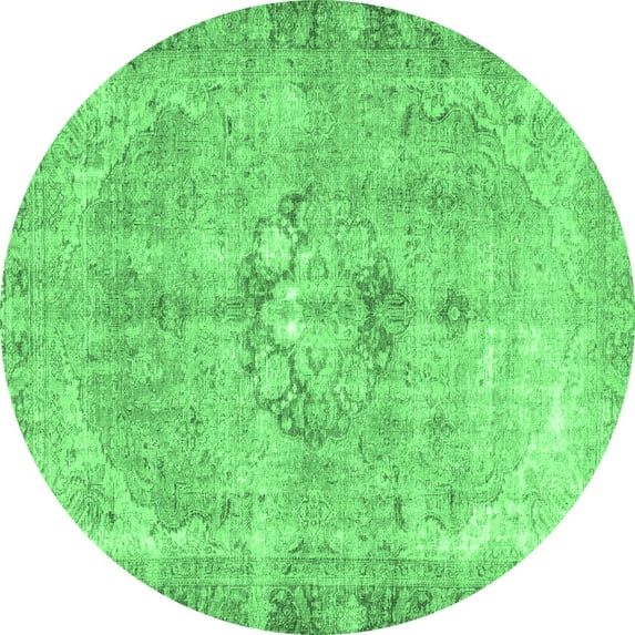 Ahgly Company Indoor Round Persian Emerald Green Traditional Area Rugs, 7' Round