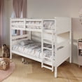 thumbnail image 2 of Home Design Lorain Twin Over Twin Solid Wood Bunk Bed with Sturdy Guardrails and Ladder, White, Easy Assembly, 2 of 16