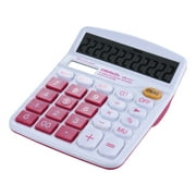 Handheld Colorful Standard Function Desktop Electronic Calculator Solar and Battery Dual Powered 12 Digits Rose Red