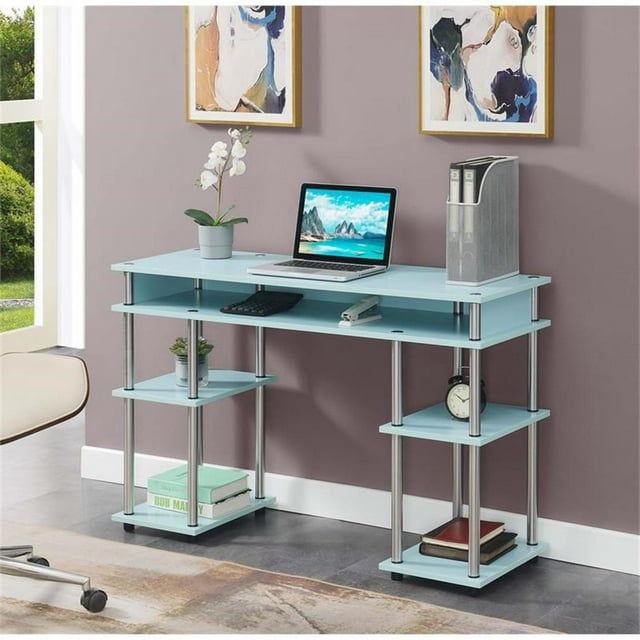 Designs2Go Bureau d'Étudiant Sans Outils avec Étagères, Fini Bois Vert Écume de Mer