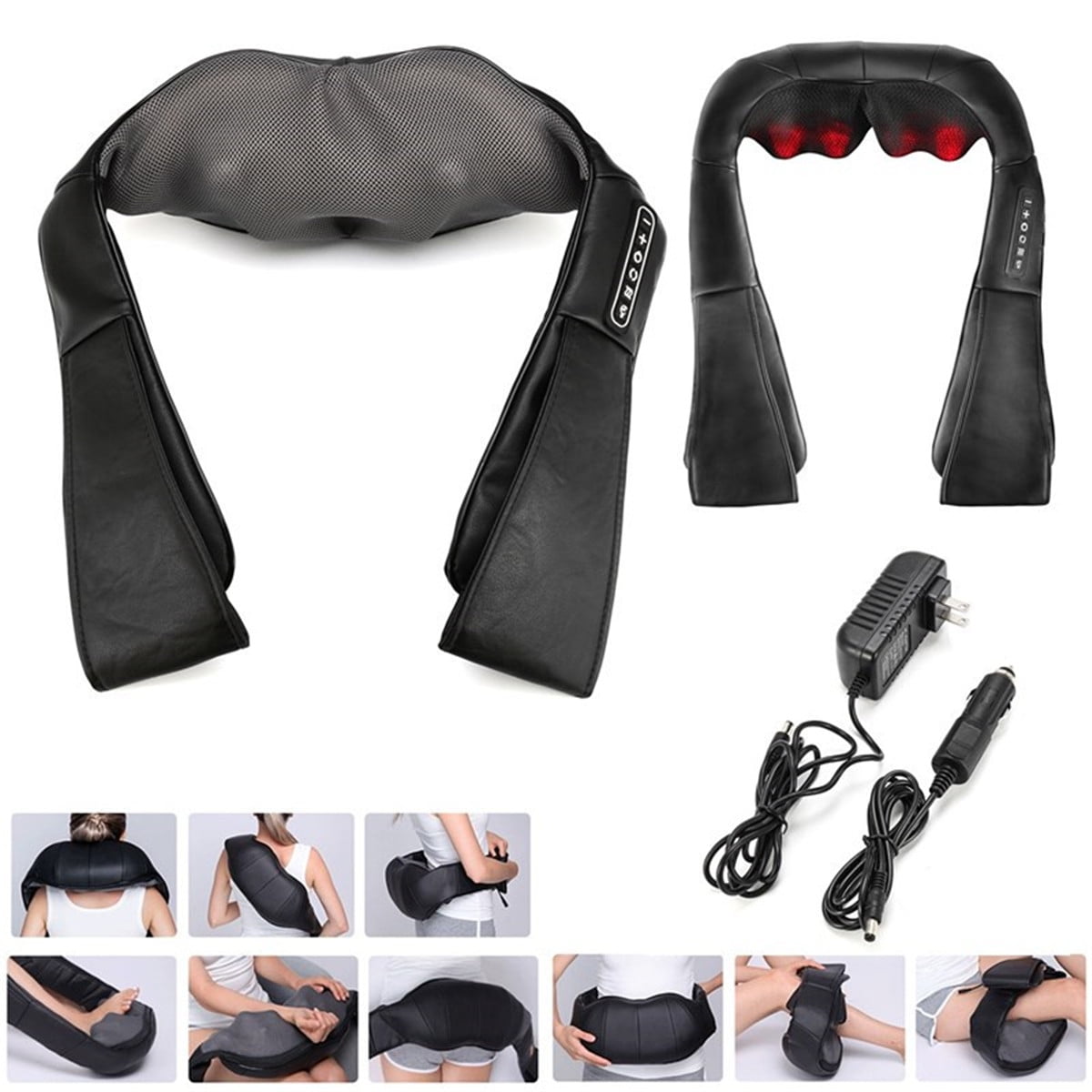 4D Electric Neck & Back Shoulder Massager Soothing Heat Knock Massager