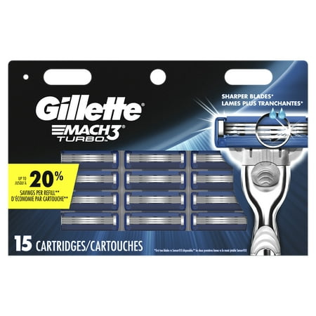 Gillette Mach3 Turbo Men's Razor Blades, 15 Blade (Gillette Mach 3 Razor Blades Best Price)