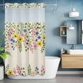 thumbnail image 2 of Summer Colorful Flower No Hook Shower Curtain with Snap in Liner Watercolor Floral Linen Background Waterproof Bathroom Shower Curtain with See Through Top Window for Bathtub 54" x 78", 2 of 9