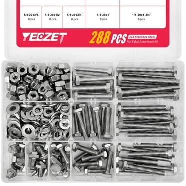 272PCS Heavy Duty Bolts and Nuts Assortment Kit, 1/4, 5/16, 3/8 Machine ...