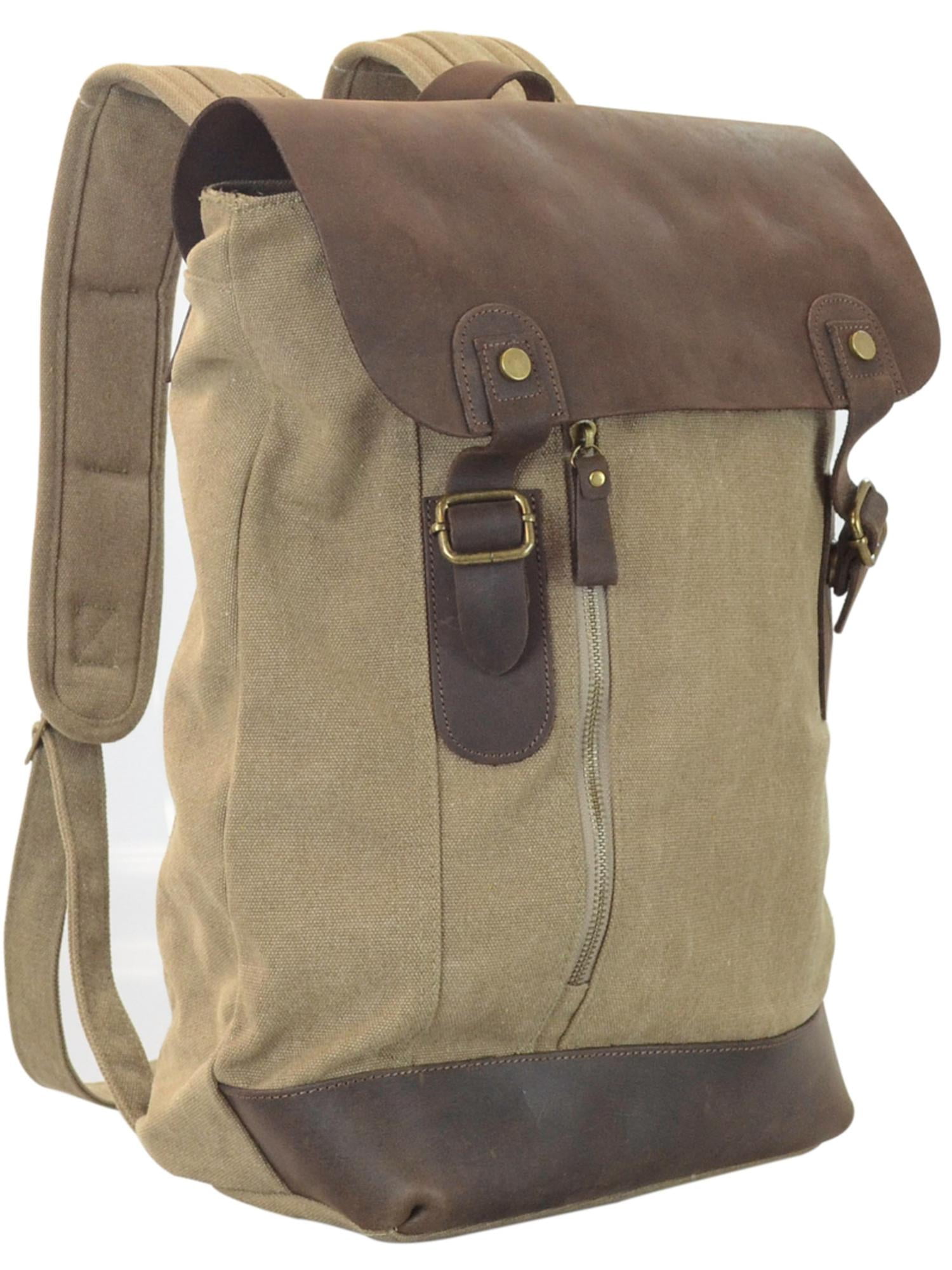 CTM - CTM® Fold Over Canvas and Leather Backpack (Men's) - Walmart.com ...