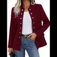 thumbnail image 2 of Conjunto de Chaqueta Informal de Negocios de Larga y Corte Entallado para Mujer, con Doble Botonadura y Abertura Frontal, para Otoño. Vino Tinto S, 2 of 7
