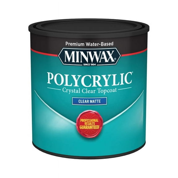 4 Pc, Minwax Polycrylic Matte Crystal Clear Water-Based Polycrylic Protective Finish 0.5 Pt