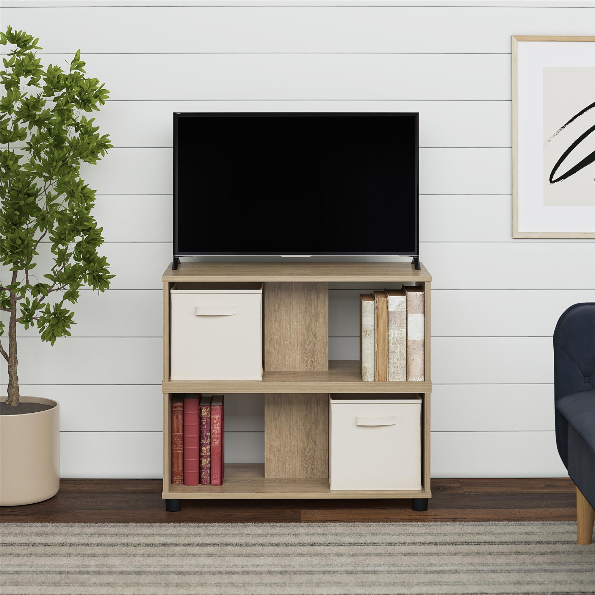 Mainstays Expandable Side by Side or Stacking TV Stand for TVs up to 70 inches, Natural