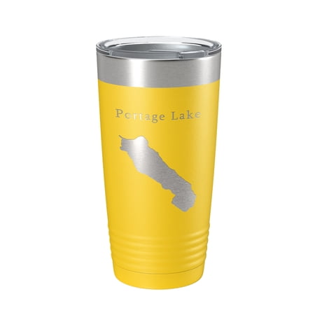 

Portage Lake Map Tumbler Travel Mug Insulated Laser Engraved Coffee Cup Alaska 20 oz Yellow