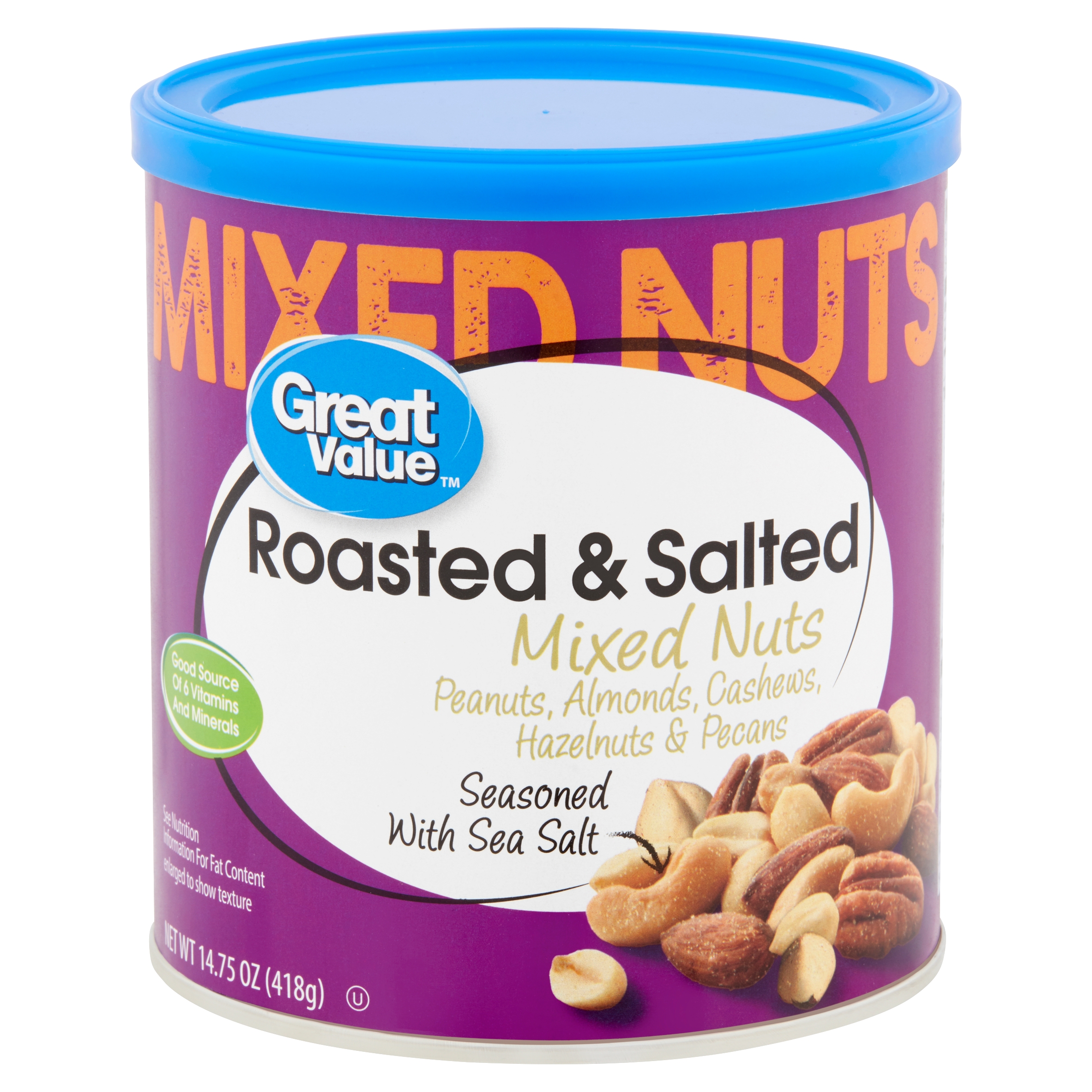 Great Value Roasted & Salted Mixed Nuts, 14.75 oz