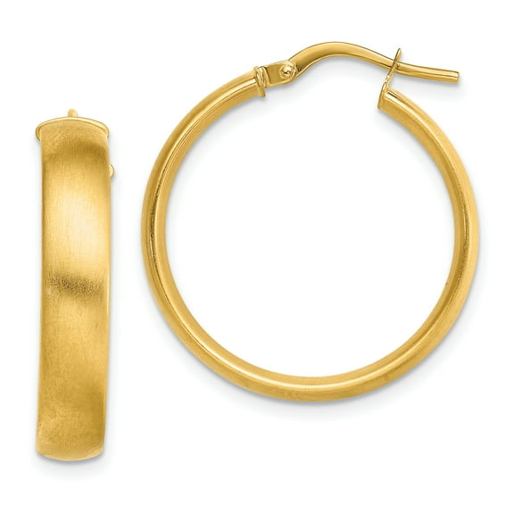Primal Gold 14 Karat Yellow Gold Medium 5mm Satin Hoop Earrings