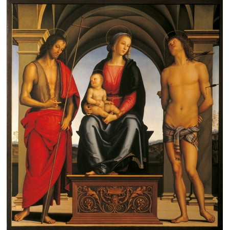 Madonna Enthroned With Child And Sts John The Baptist And Sebastian Canvas...