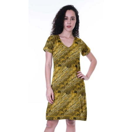 

Moomaya Printed V-Neck Nightgown Sleepwear For WomensNightwearSoft Sleepdress