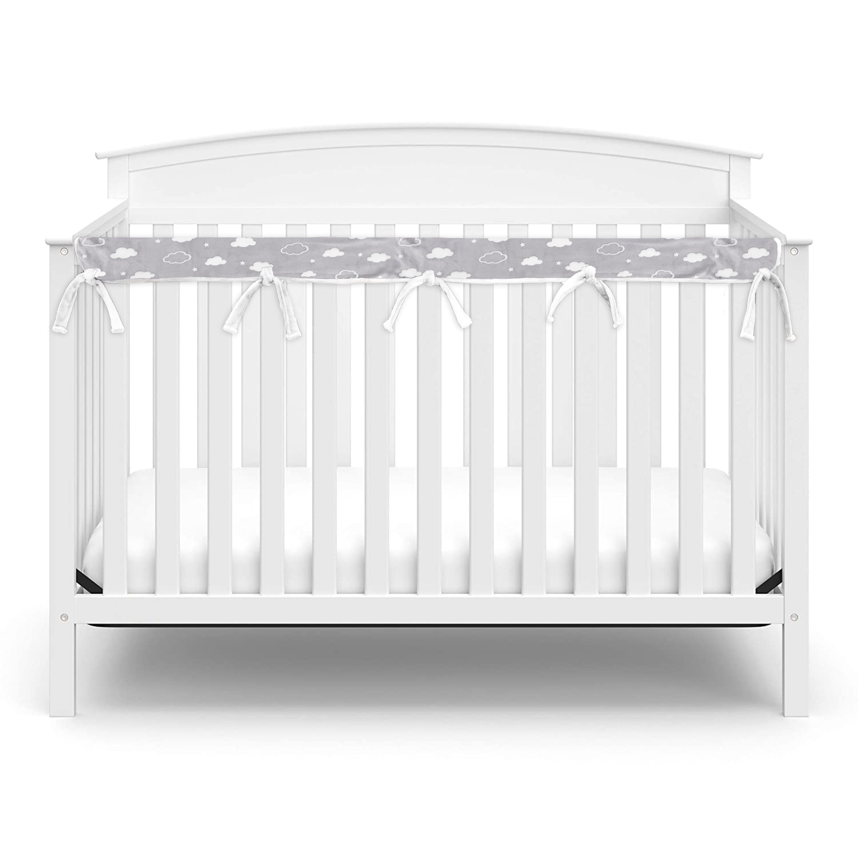 Gray/White American Baby Company 1 Pack Heavenly Soft Narrow Reversible Crib Rail Cover for Long Rail for Rails Measuring up to 4 Folded 