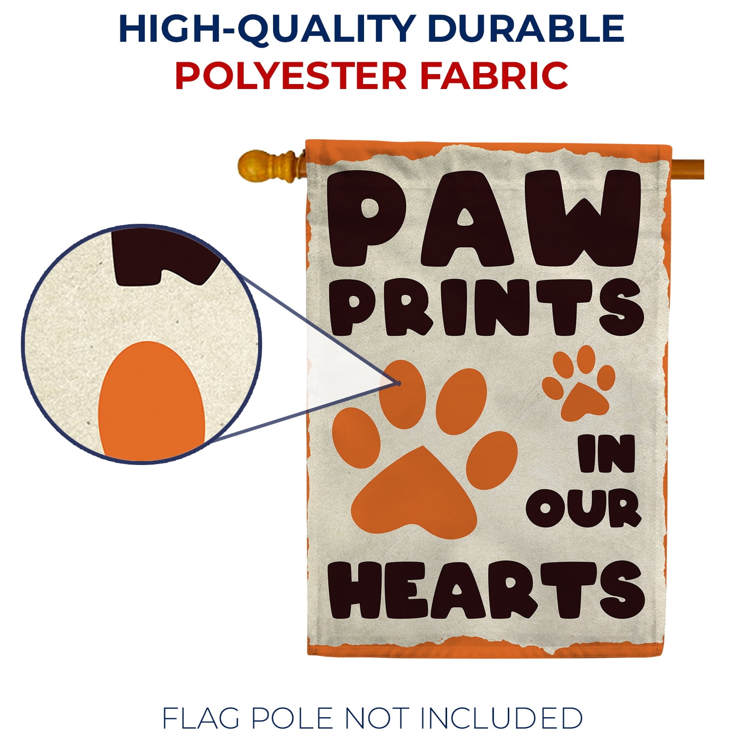 America Forever Pet Memorial House Flag - Paw Prints In Our Hearts, Cat Dog Lost Pet Memorial Bereavement Remembrance - Double Sided Seasonal Yard Outdoor Decorative Flag - 12.5" x 18"