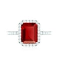 thumbnail image 4 of Rosec Jewels Certified Lab Grown Ruby Engagement Ring with Diamond Halo - Emerald Cut Ruby Ring - AAAA Quality Certified, 925 Sterling Silver, US 10.00, 4 of 8